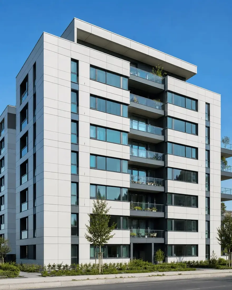 Fachada industrializada Blakrea en promoción residencial