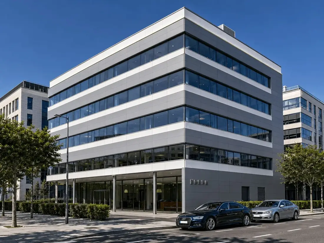 Envolvente industrializada en edificio terciario de oficinas